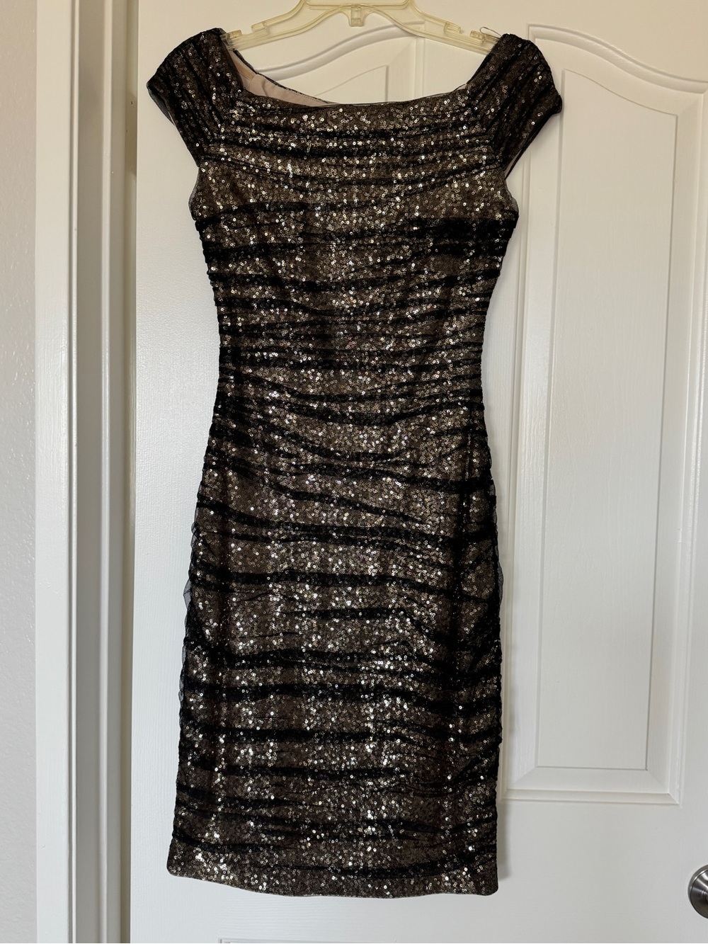 Lauren Ralph Lauren Evening Sequin Ruched Midi Dress Size 4